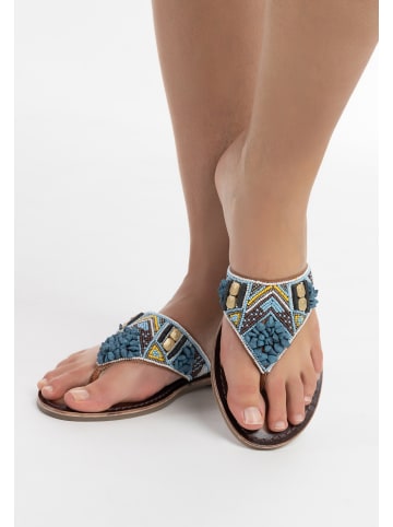 usha FESTIVAL Damen Sandalen Mit Perlenstickerei in Blau