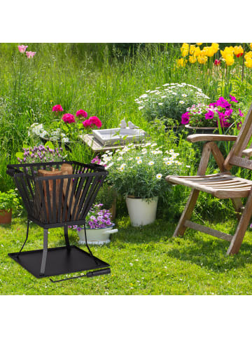 relaxdays Feuerkorb in Schwarz - (B)56,5 x (H)56 x (T)45 cm