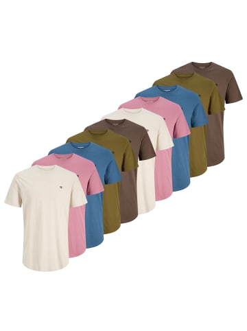 Jack & Jones T-Shirt 10er Pack in Braun/Blau/Rosa