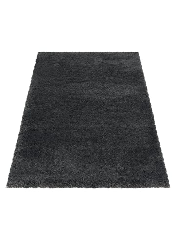 KADIMA DESIGN Teppich Hochflor Shaggy Uni Style Polypropylen Wohnzimmer in Grau