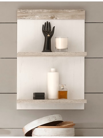 Furn.Design Hängeregal Pinie weiß, Oslo Pinie Landhaus, Wandregal hängend, 40 x 62 cm