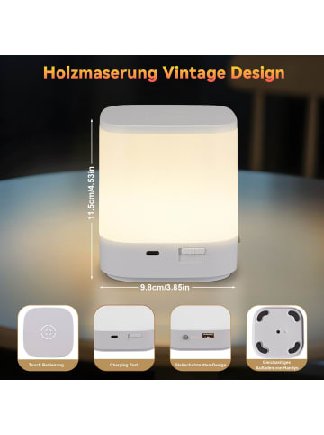 ZMH Tischleuchte LED in weiß 3600 mAh Akku Touch Dimmbar USB Wiederaufladbar