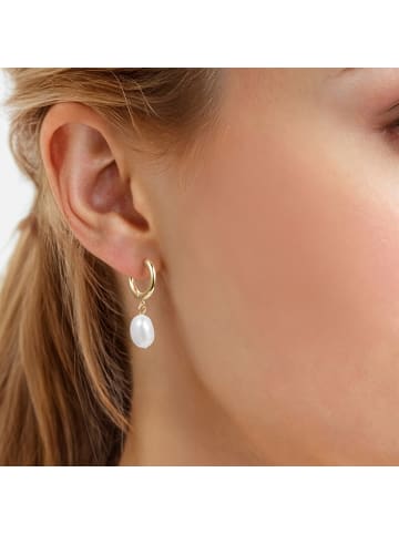 Lulu & Jane Ohrringe aus Metall-Legierung mit Süßwasser-Zuchtperle in weiß