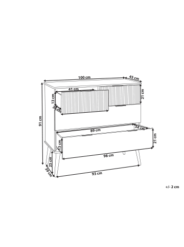 Beliani Kommode TIMMINS in Braun/Schwarz - (W) 100 x (H) 91 x (L) 45 cm