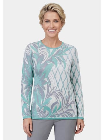 GOLDNER Kurzgröße:  Jacquardpullover mit Rundhals in graugrün / gemustert