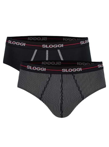 Sloggi Slip 2er Pack in Schwarz/Dunkelgrau