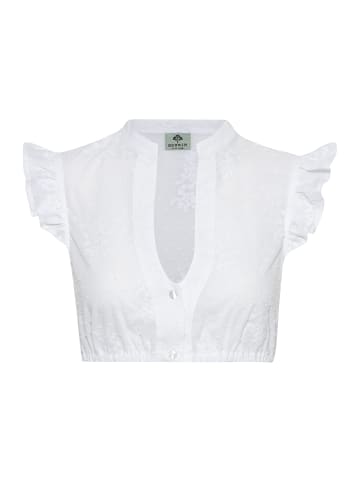 Berwin Bestickte Stehkragenbluse mit kurzem Arm