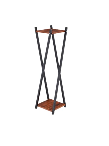 relaxdays Blumenständer in Schwarz/ Dunkelbraun - (B)29 x (H)99 x (T)29 cm