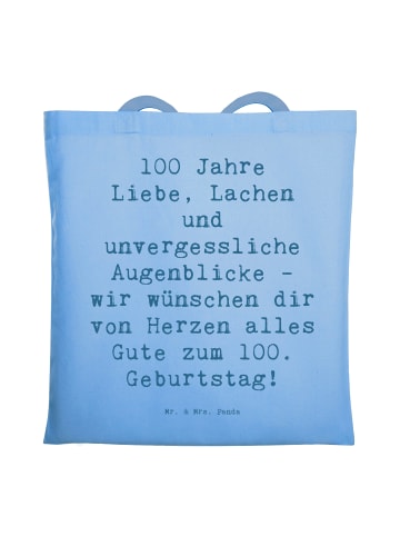 Mr. & Mrs. Panda Tragetasche Spruch 100. Geburtstag mit Spruch in Sky Blue