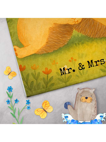 Mr. & Mrs. Panda Handtuch Igel händchenhaltend Design mit Spruch in Weiß