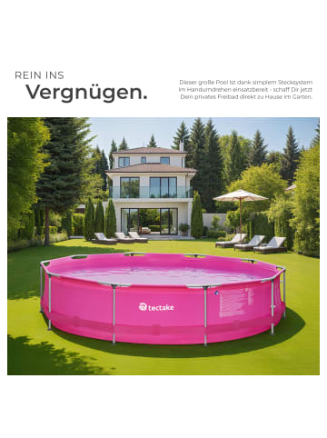 tectake Swimming Pool rund mit Stahlrahmen und Filterpumpe Ø 360 x 76 cm