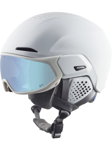 Alpina Skihelm mit Visier in weiss