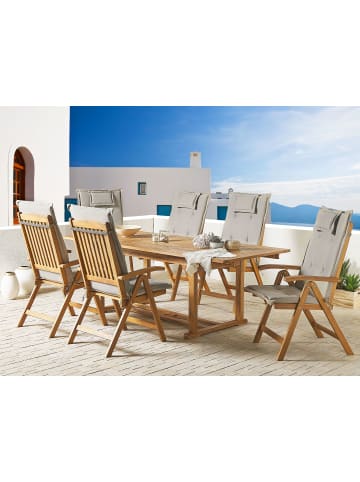 Beliani 7-tlg Gartentisch Set JAVA in Braun/Grau