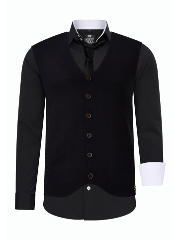 Rusty Neal Hemd mit Weste und Krawatte 3er Set in Schwarz / Weiß