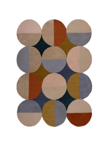 KADIMA DESIGN Wollteppich Kreis Wellenform, Wohnzimmer in Multicolor