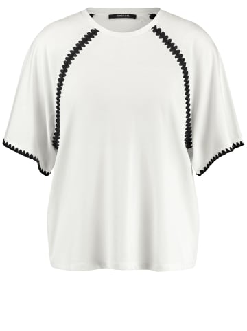 TAIFUN T-Shirt Kurzarm Rundhals in Offwhite gemustert