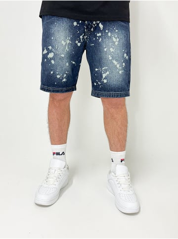 DADA Baggy Jeans Shorts mit Splatter Muster Bermuda in Blau