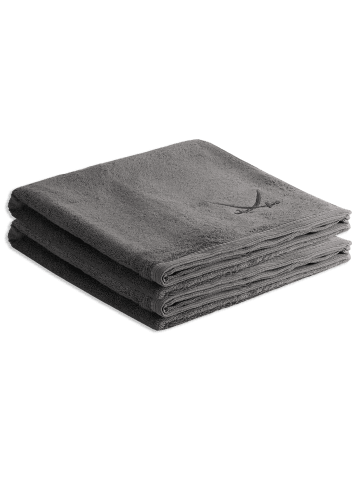 Sansibar 2er Duschtuch-Set „Frottier-Kollektion Classic“, 70x140 cm in Anthrazit