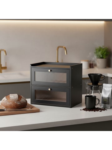 relaxdays Brotkasten in Schwarz – (B)36,5 x (H)34 x (T)24 cm