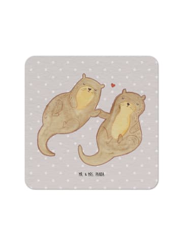 Mr. & Mrs. Panda Souvenir Otter Hände halten ohne Spruch in Grau Pastell