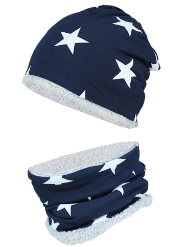 TupTam Unisex Set Kinder Beanie Mütze Schlauchschal in weiß-kombi