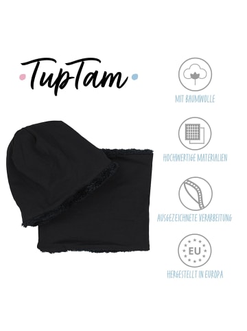 TupTam Unisex Set Kinder Beanie Mütze Schlauchschal in schwarz