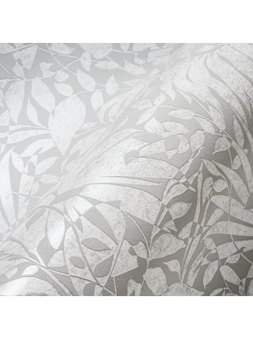 A.S. Création Tapete Jungle Leaves in Hellgrau und Weiß