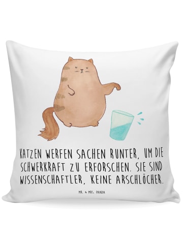 Mr. & Mrs. Panda Kissen 40x40 Katze Wasserglas mit Spruch in Weiß