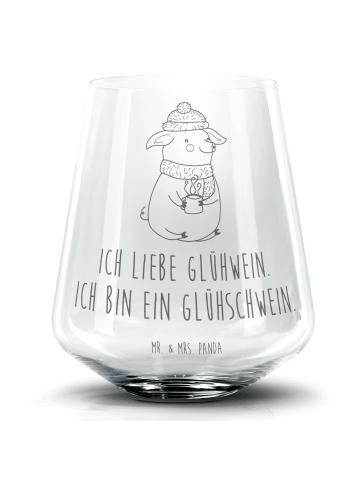 Mr. & Mrs. Panda Glas Schwein Glühwein mit Spruch in Transparent