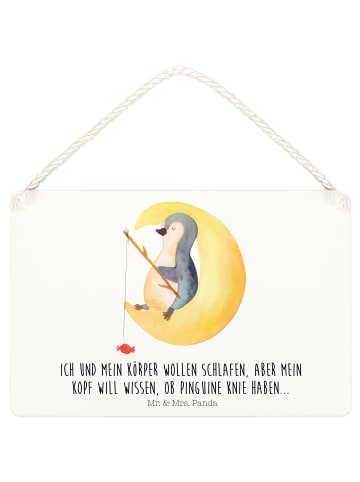 Mr. & Mrs. Panda Schild Pinguin Mond mit Spruch in Weiß