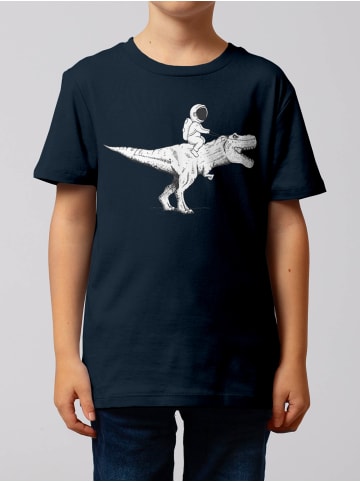 wat? Apparel T-Shirt Astronaut on T-Rex in Dunkelblau
