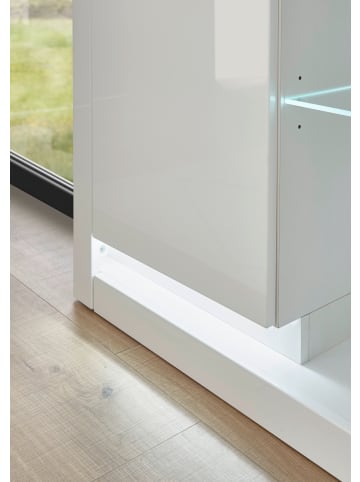 Furn.Design Vitrine weiß Hochglanz 80 x 195 cm, großer Vitrinenschrank mit 10 Fächern