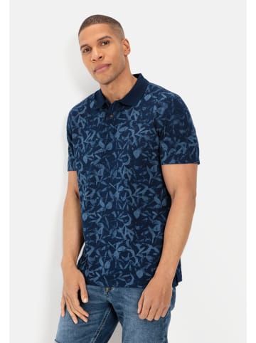 Camel Active Pique Poloshirt mit floralem Print in Blau