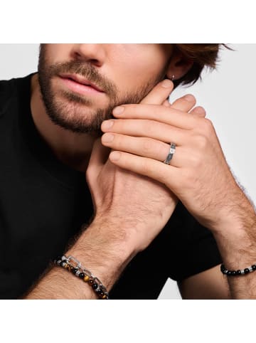 Thomas Sabo Ring Facettierte Form in silber, schwarz