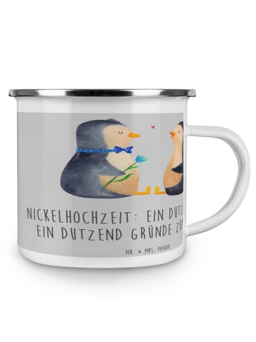 Mr. & Mrs. Panda Emaille Tasse 12 Hochzeitstag Nickelhochzeit mi... in Heather Grey