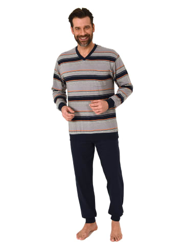 NORMANN langarm Schlafanzug Bündchen Streifen - 81155 in orange