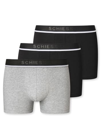 Schiesser Boxershorts 3er Pack in Schwarz / Schwarz / Grau melange