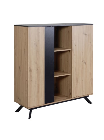 KADIMA DESIGN Highboard 110x125x40 cm MDF Sideboard in Eiche-Dekor / Schwarz,
