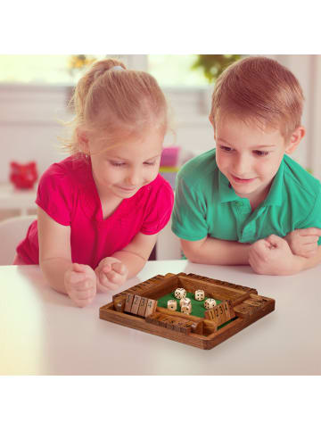 relaxdays Shut The Box Spiel in Braun/ Grün