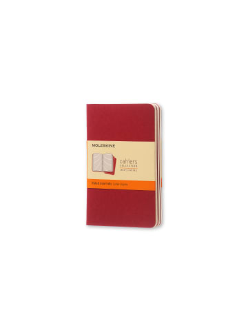 Moleskine Notizhefte 3er Set, mit Kartoneinband, Liniert "Cahier" in Preiselbeerrot