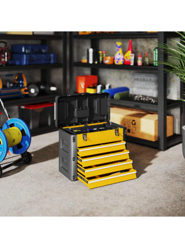 HOMCOM Werkzeugkiste in Gelb 49,7L x 25,3B x 40,7H cm