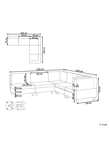 Beliani 5-tlg Ecksofa UNSTAD in Braun/Schwarz