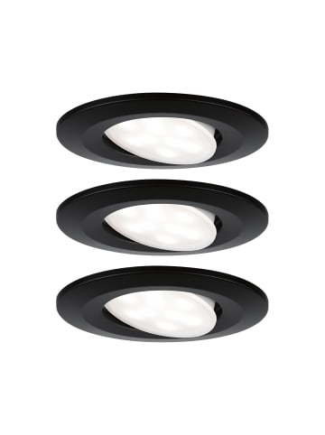 paulmann LED Einbaustrahler 3er Set Calla rund, schwenkbar in schwarz matt-Ø: 90mm