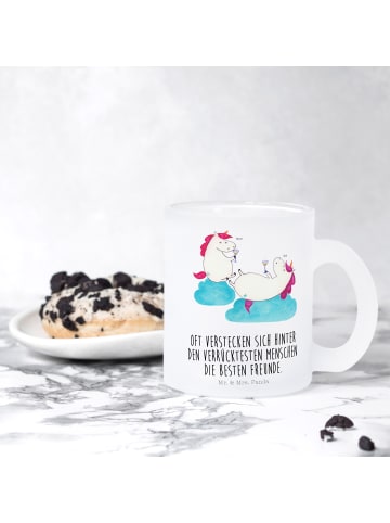 Mr. & Mrs. Panda Motivtasse Einhorn Sekt mit Spruch in Transparent