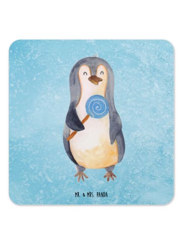 Mr. & Mrs. Panda Bierdeckel Pinguin Lolli ohne Spruch in Eisblau