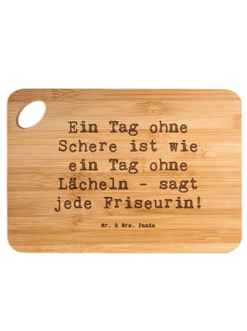 Mr. & Mrs. Panda Frühstücksbrett Spruch Friseurin Schere mit Spruch in Braun