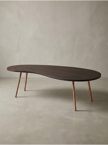 KADIMA DESIGN Design Couchtisch JAI 122x34,5x63 cm Akazie mit Metallbeinen Kupfer, in Grau