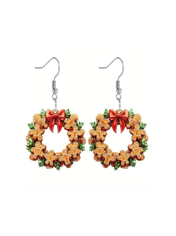 Adeliás Weihnachtsschmuck Ohrringe Ohrhänger Weihnachtskranz aus Acryl in bunt