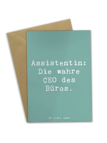 Mr. & Mrs. Panda Klappkarte Spruch Assistentin Königin mit Spruch in Meeresbrise