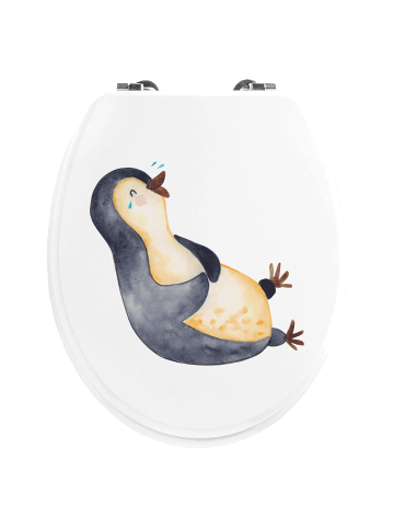 Mr. & Mrs. Panda Motiv Toilettendeckel Pinguin Lachen ohne Spruch in Weiß